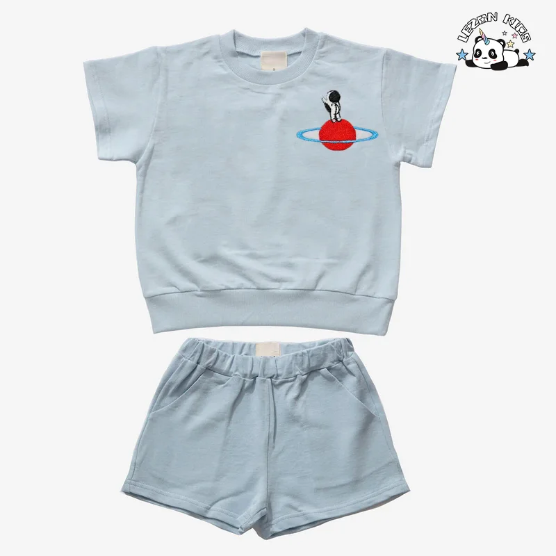LEZONKIDS - New Product Explosion T-shirt and Shorts Cool Outfit Rocket Printing Little Boys' Clothing Sets